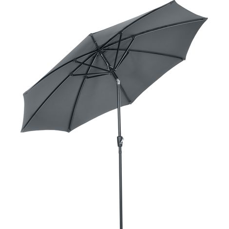Sombrilla de jardín con manivela techo inclinable Ø300x252 cm gris (1/5)