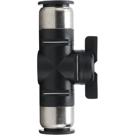 Vanne à bille pneumatique union droite à raccord push-in auto-bloquante BUC-16 laiton nickélée ABS Ø16mm pour outils pneumatiques et tuyauterie air (1/5)
