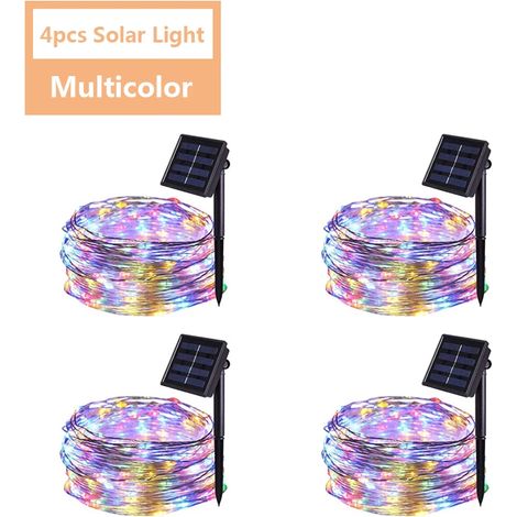 Guirlande lumineuse féérique LED (22 m, 200 LED, 4 pièces, multicolore) étanche, à énergie solaire, idéale pour décorer un sapin de Noël ou un jardin. Compatible avec les fêtes et les décorations de j (1/5)