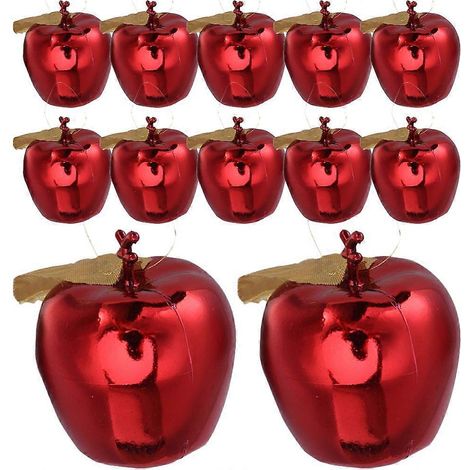 Lot de 12 décorations de Noël suspendues en forme de pomme pour sapin. (1/3)