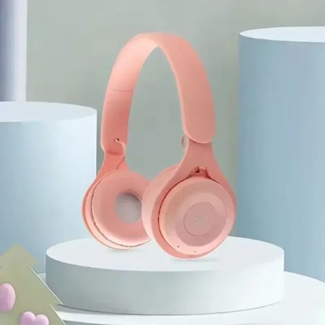 Écouteurs Bluetooth sans fil (roses) avec microphone, isolation phonique et basses HiFi (1/5)