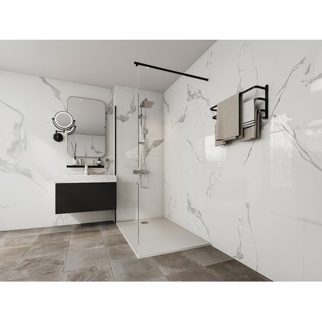 Piatto per doccia da posare o da incasso con sifone 140 x 90 cm in Resina Bianco - MIRNOSA (1/4)