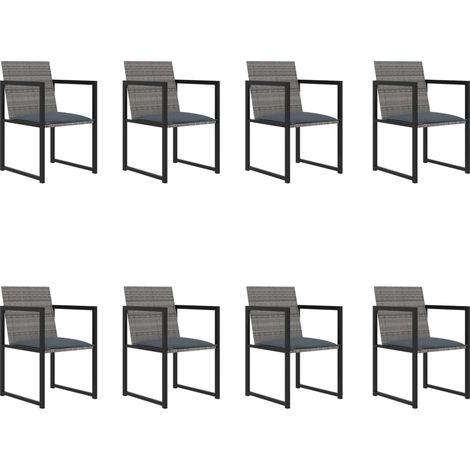 Maison Exclusive - Set da Pranzo da Giardino 9 pz con Cuscini in Polyrattan Grigio (1/5)