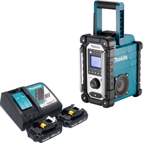 Radio da cantiere a batteria Makita DMR 116 RY 14,4 - 18 V AM FM AUX + 2 batterie da 1,5 Ah + caricabatterie