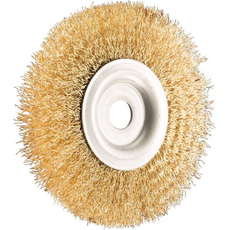 Trade Shop - Spazzola Circolare 6'' Disco Fili Acciaio 150mm Per Smerigliatrice Mola Da Banco - (1/2)