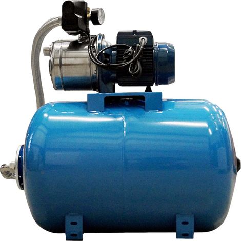 Surpresseur inox 880W avec réservoir 80L – Débit 4,8m³/h – Pressostat et manomètre – Hauteur de refoulement 51m – Pentax (1/8)