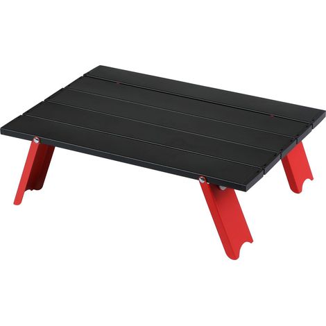 Table de camping, pliable, portable, en aluminium, mini, compact, pour le camping, le pique-nique, le plein air, les voyages, la plage, 39.5x28x12cm(Noir+Rouge)