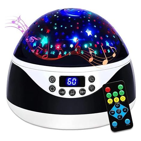 Lampe de Projection Étoiles avec Musique et Minuterie - Veilleuse Sonore pour Bébé, Cadeau d'Anniversaire Fille Garçon 1-6-12 Ans, Télécommande, Projecteur Céleste Multicolore pour Chambre Enfant (1/5)