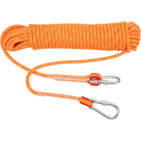 Corde statique 8mm pour via ferrata et travaux en hauteur, 20 mètres couleur orange fluo