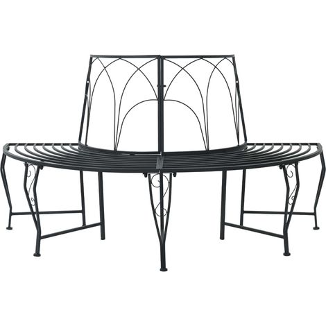 Baumbank 4-Sitzanzahl 160 x 80 x 89 cm Stahl Schwarz vidaXL
