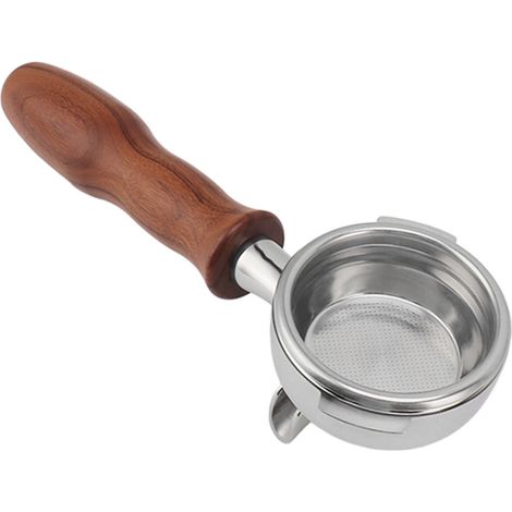 58-mm-Kaffeefilter aus Edelstahl mit 2 herausnehmbaren Haltern, Holzgriff und Doppelauslauf für Nuova Kaffeemaschinen (Modell 3) (1/5)