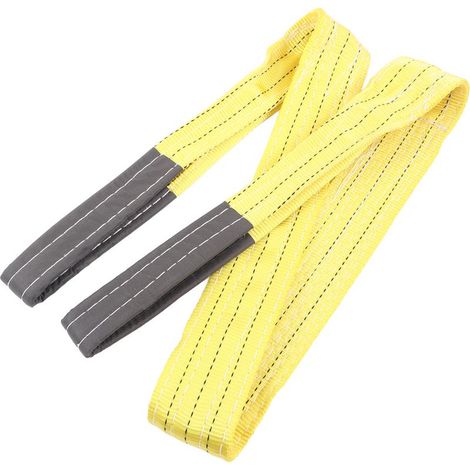 Sangle de levage plat en polyester 3T, 2 mètres avec double boucles pour levage industriel (1/5)