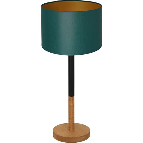 Lampe à poser verte, intérieur or, bois E27 Luminex