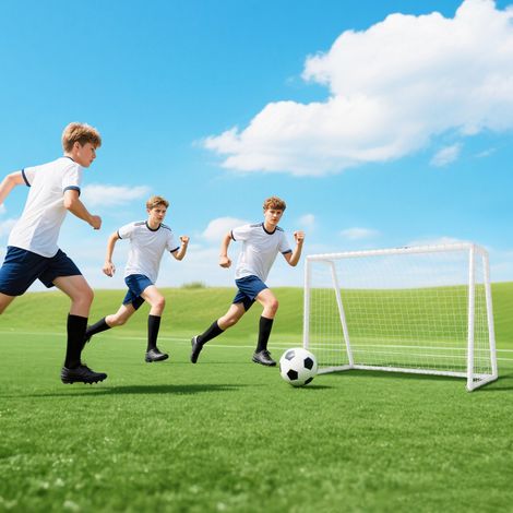 But de Football Cage Entraînement PVC, Piquets Inclus, 180x92x124 cm, Blanc (1/2)
