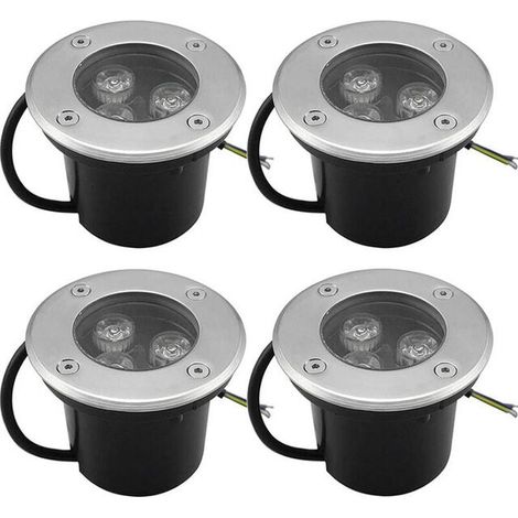 Lot de 4 spots encastrables extérieurs 3W – IP65 étanches – 270 lumens blanc chaud – Installation enterrée pour jardin et terrasse (1/5)