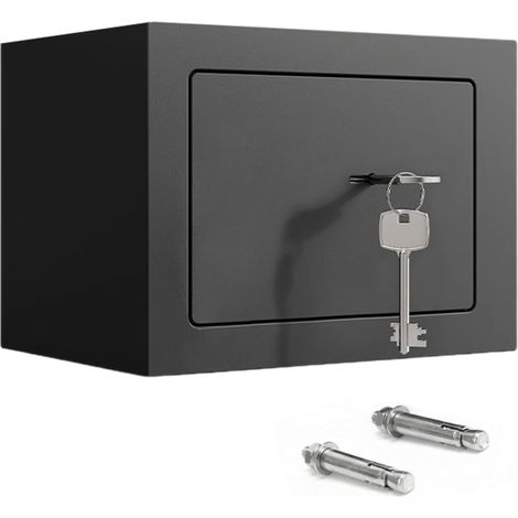 Coffre-fort - 23 x 17 x 17 cm - Tirelire avec clé - Matériau en acier au carbone épais - Mini coffre-fort pour objets de valeur (1/5)