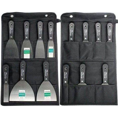 Couteaux à Enduire Jeu de Spatules en Acier Kit complet de Couteaux à Mastic Pack de , XU,de 7 pièces Equipé de Sac De Rangement Grattoir Mural Poignée En Plastique Antidérapant - KZQ