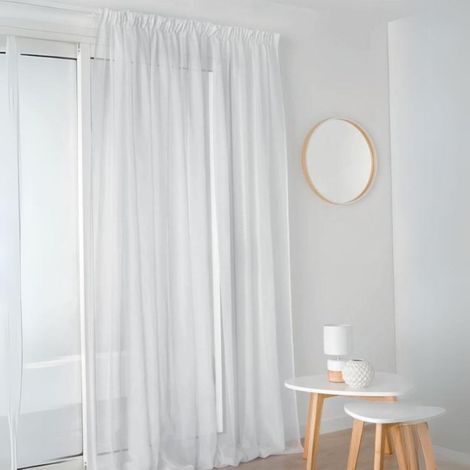Voilage voile à galon fronceur Blanc 300x250 cm (1/2)