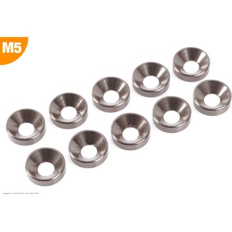 Revtec - Aluminium Washer - for M5 Flat Head Screws - OD 12mm - Gun Metal - 10 pcs
