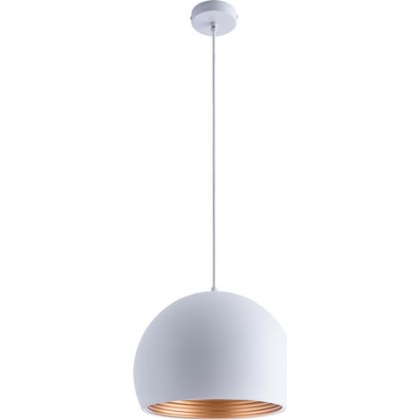 Paco Home Pendelleuchte Hängelampe Küchenlampe Hängend Esstischlampe Ã36cm Innen Gold  Klar - 800 Lumen / 8W,  Weiß-Gold