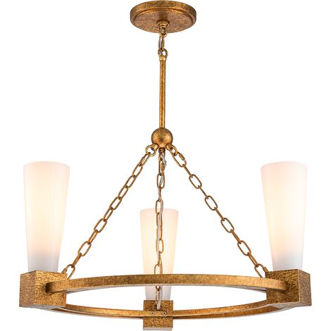 Lampadario Art Déco ottone Ø66 3xE27 Kristy Elstead (1/5)