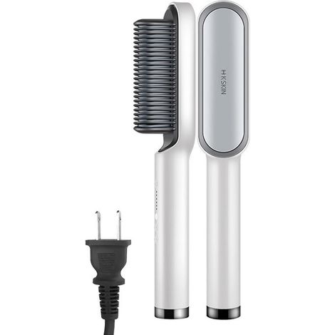 K·SKIN Lisseur et Boucleur 2-en-1 Peigne à Cheveux Lissant Fer à Friser à Température Intelligente