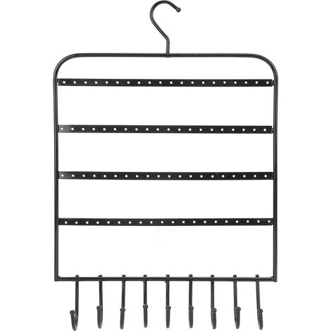 Support mural bijoux en fer noir 37x25cm porte-colliers boucles d'oreilles rangement décoratif design moderne stable et durable (1/5)