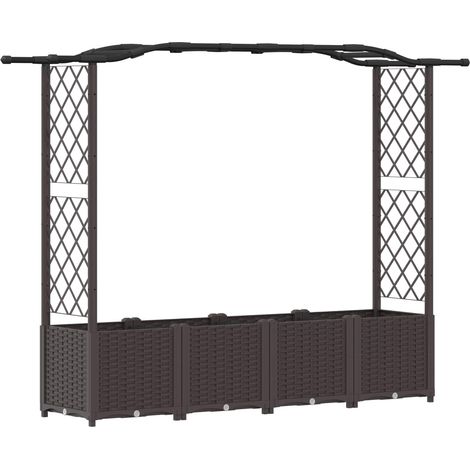 Fioriera da giardino Letto Rialzato con Griglia e Tetto Marrone 204 x 40 x 138 cm PP (1/5)