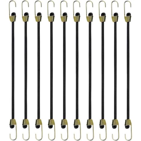 10 pcs Tendeurs Elastique avec Crochets, 25 cm Petite Corde – Sandows Mini Cordon Tension en Caoutchouc Robuste, Corde Élastique Polypropylène pour Camping, Bâche, Bagages, Fixation Tente, Jardin, Ma (1/5)