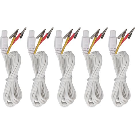 Fil blanc 5pcs câble de connexion électrode clip rouge jaune pour appareil TENS machine thérapeutique (1/5)