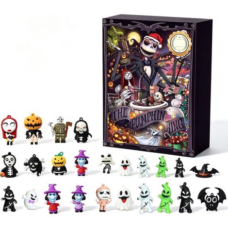 Calendrier de l’Avent Halloween 2026, compte à rebours de 24 jours avec figurines de personnages effrayants en résine, jouets et surprises pour enfants (1/5)