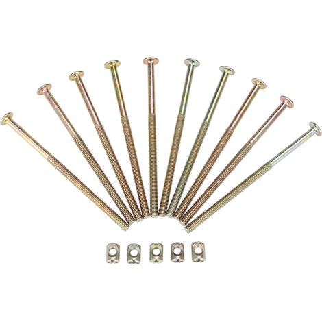 10 Stück M6-Möbelschrauben aus Kohlenstoffstahl, 120 mm, 6 mm zylindrische Muttern als Verbindungselemente (1/5)