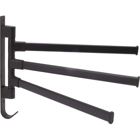 Schwarzer, schwenkbarer Handtuchhalter zur Wandmontage (ohne Bohren), 3-armige Eck-Handtuchstange fürs Badezimmer (1/5)