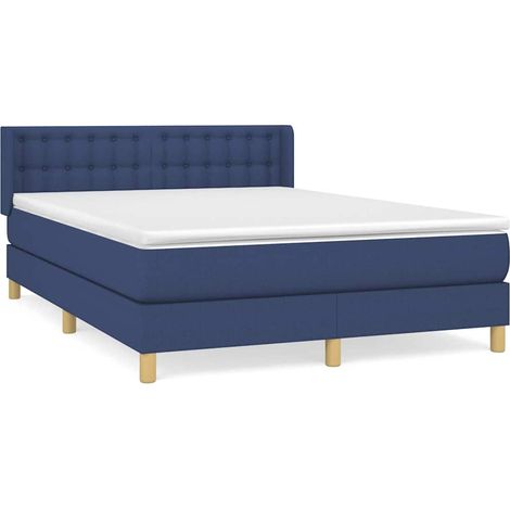 Maison Exclusive - Sommier à lattes de lit avec matelas Bleu 140x190 cm Tissu (1/5)