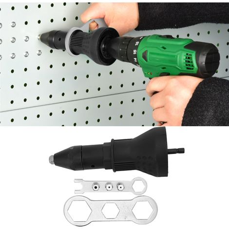 Adaptateur pour pistolet à riveter électrique, kit d'outils de rivetage, adaptateur de perçage pour riveter 2,44,8 mm (noir) (1/5)