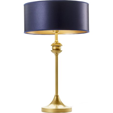 Lampada da tavolo classica oro, paralume blu E27 Jupiter (1/5)