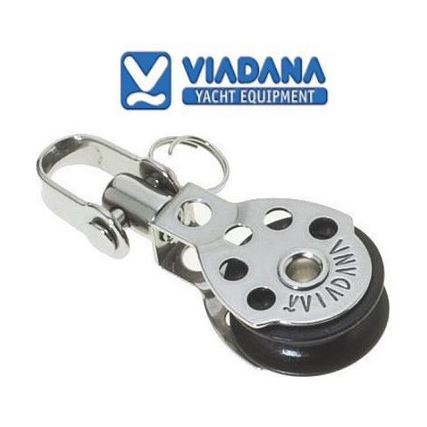 Poulie inox pivotante 6mm avec manille viadana