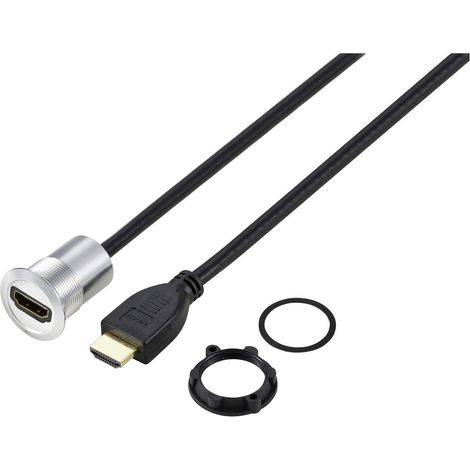 TRU COMPONENTS TC-11980456 HDMI Panel-Adapter Buchse HDMI-Buchse - HDMI-Stecker Silber Polzahl: 1 K (1/2)