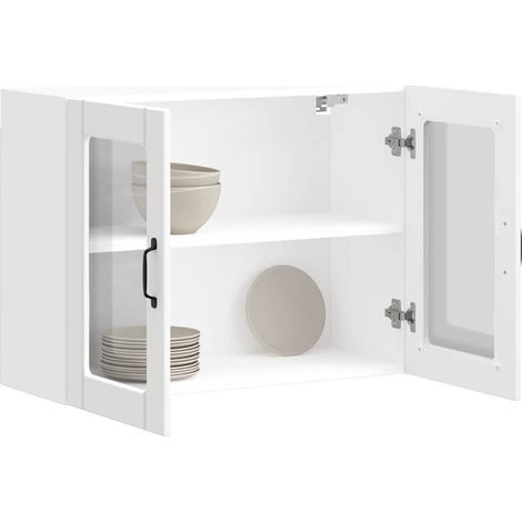 Küchen-Hängeschrank mit Glastür Lucca Weiß Holzwerkstoff