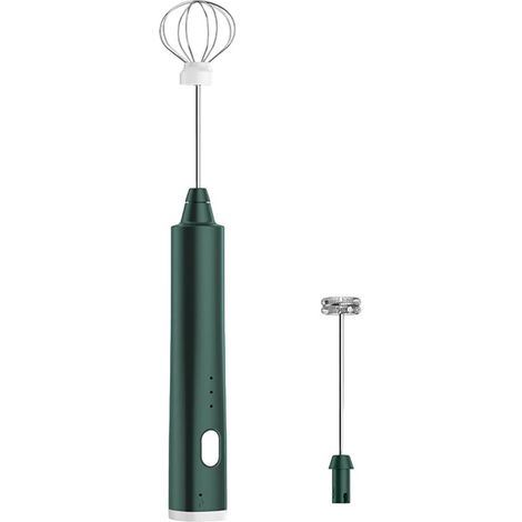 Mini batteur électrique Longziming – Sans fil – 3 modes – Mousseur à café et batteur à œufs – Multifonctionnel – avec 2 fouets à œufs – Vert foncé (1/5)