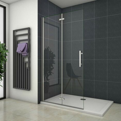 Walk in 2 hojas plegables vidrio templado con tratamiento antical,76x185cm es ajustable entre 745mm - 765mm