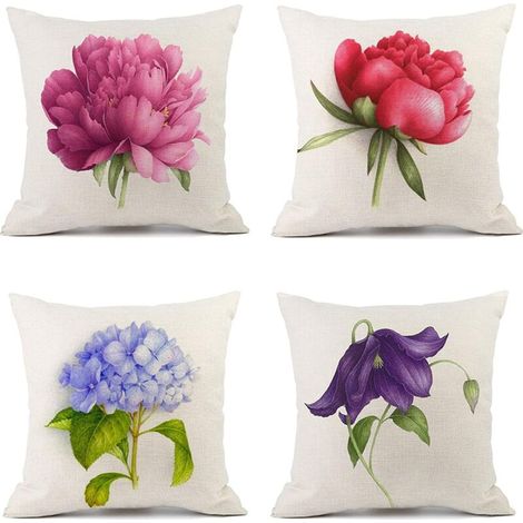 Kissenbezüge, 4er-Set, Outdoor-Textilien mit Blumenmuster, Dekoration für Schlafzimmer, Wohnzimmer, Sofa, Balkon, Couch, Garten, 45 x 45 cm