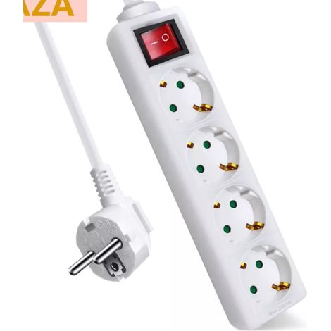 Rallonge multiprise 4 positions (5 m) avec interrupteur - Fiche européenne - Protection de sécurité - Puissance maximale : 3682 watts (1/5)