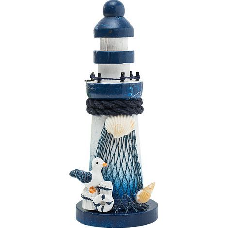 AIDUCHO Mini-Leuchtturm aus Holz, Miniatur-Leuchtturm, maritime Leuchtturm-Dekoration. Mediterrane Leuchtturm-Ornamente und -Dekorationen, maritime Miniaturen – Seevogel (1/5)
