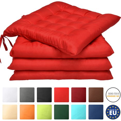 Beautissu – Lot de 4 coussins de chaise 40x40 cm – Rembourrage 5 cm en polyester – Piquage carré – Lavable à la main à 30°C