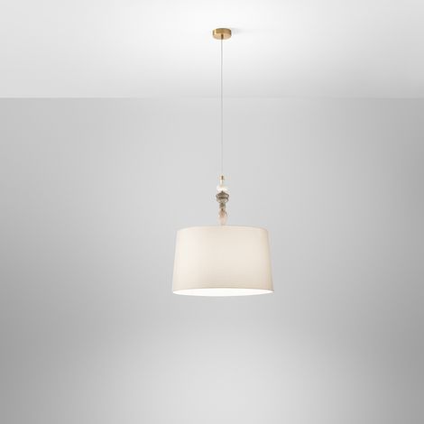 Sospensione Contemporanea Abaco Metallo Ottone Spazzolato Tessuto 1 Luce E27 (1/3)