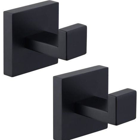 Set di 2 ganci portasciugamani neri opachi, appendiabiti in acciaio inox 304, portasciugamani, gancio da parete per bagno in stile industriale moderno (1/5)