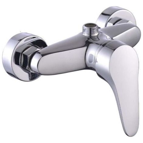 Robinet de douche chromé à poignée unique, bec montant mural de 1/2 pouces, adapté aux colonnes de douche, robinets chauds et froids, argent (1/4)