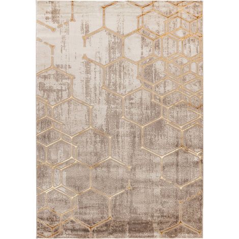 Tapis intérieur beige motif hexagonal dense et robuste - 300 x 80 cm (1/5)
