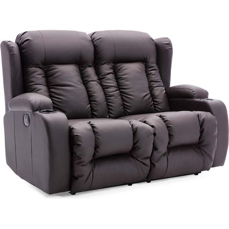 CAESAR HIGH BACK ELECTRIC BOND GRADE LEATHER RECLINER 3+2+1 SOFA ARMCHAIR SET BROWN 2 SEATER